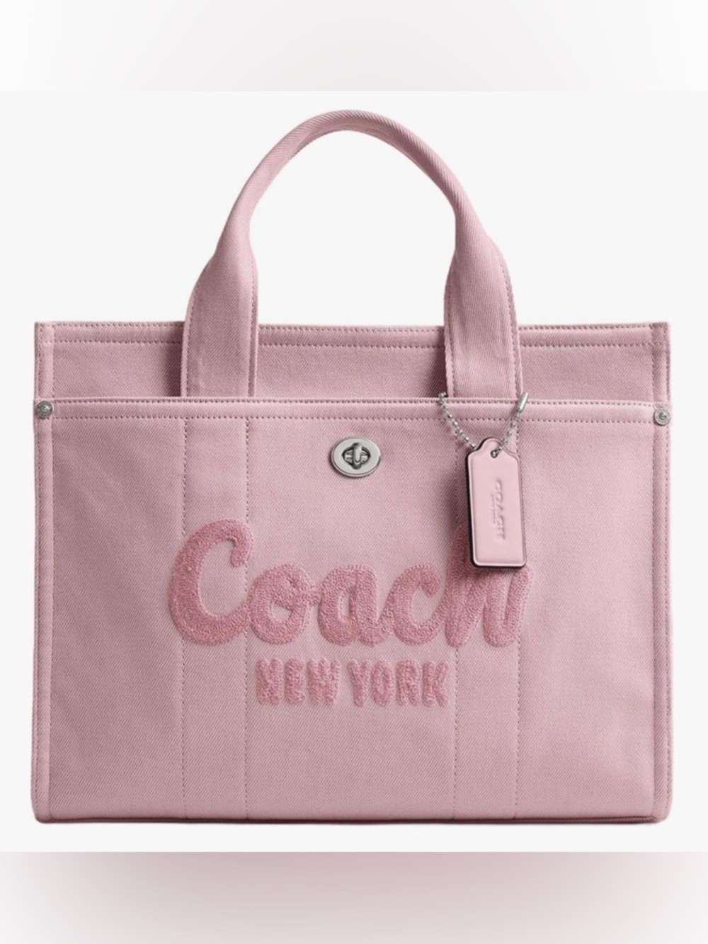 COACH Denim Medium Cargo Tote Bag, BALLERINA PINK - Picture 11 of 13